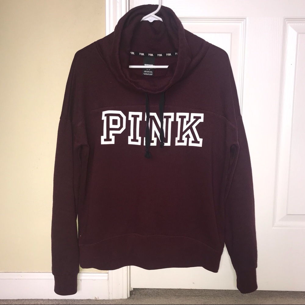 MAROON/BURGUNDY FUNNEL NECK PULLOVER SWEATSHIRT